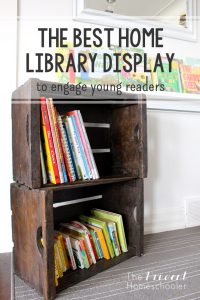 The Prudent Homeschooler | The Best Home Library Display! Are you considering how to set up your home library to better engage your little ones? Consider the following suggestions to create a home library display that will entice your young readers to both read and tidy up after themselves, while also maintaining a cohesive look in your home décor.