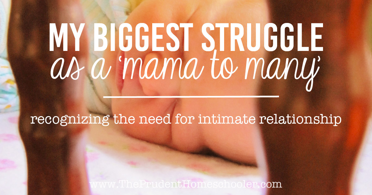 I love being a mommy! So why is it so hard sometimes? An encouraging article about the struggle in finding the time to develop intimate relationships with each child in a larger-than-normal family. | The Prudent Homeschooler
