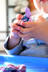 What does it look like to explore play dough for THE FIRST TIME?! Beautiful photos documenting a toddler's first experience.