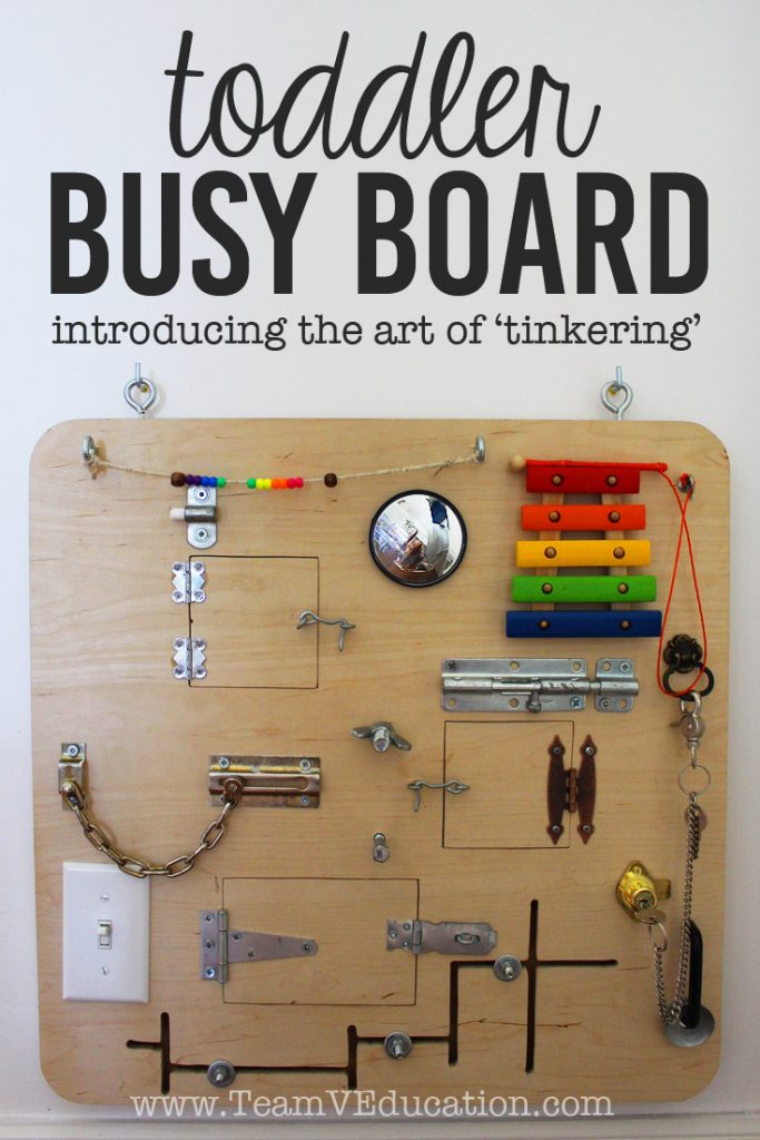 DIY Toddler Busy Board with peek-a-boo doors, latches, locks, and more!